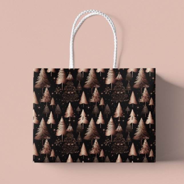 Bolsa De Regalo Grande Árboles metálicos de vacaciones de oro Rosa (Subido por el creador)