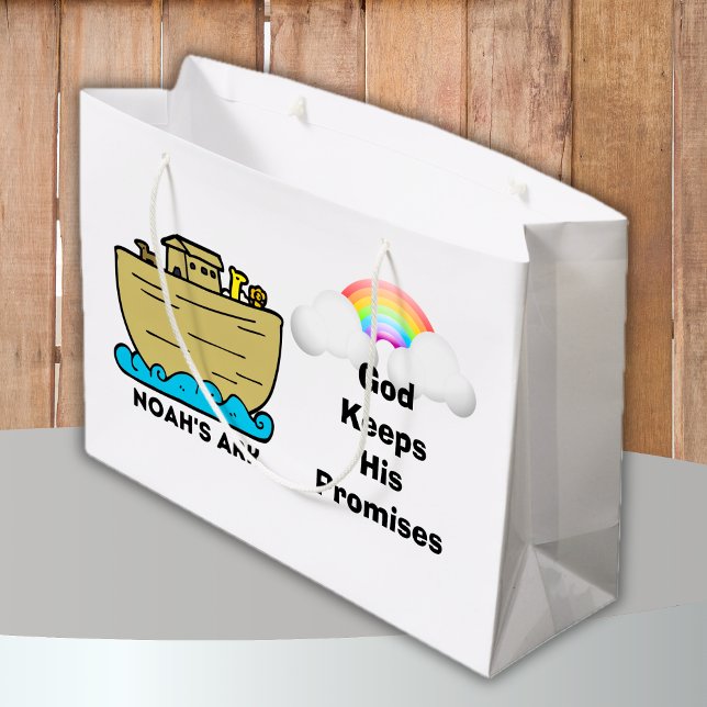 Bolsa De Regalo Grande Arca de Noé Arcoíris Promesas de Dios (Noah's Ark Rainbow God's Promises Large Gift Bag)