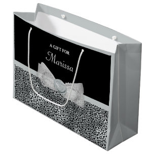 Bolsa De Regalo Grande Arco con volantes de la impresión de plata