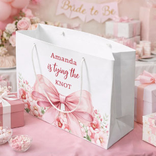 Bolsa De Regalo Grande Arco Ella está atando el nudo Rosa floral Baby Sho