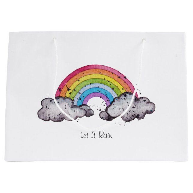 Bolsa De Regalo Grande Arcoiris Y Nubes De Cuadros (Anverso)