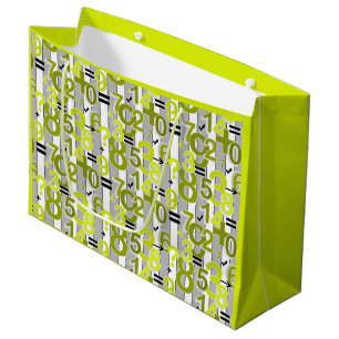 Bolsa De Regalo Grande Aritmética divertida colorida patrón retro brillan