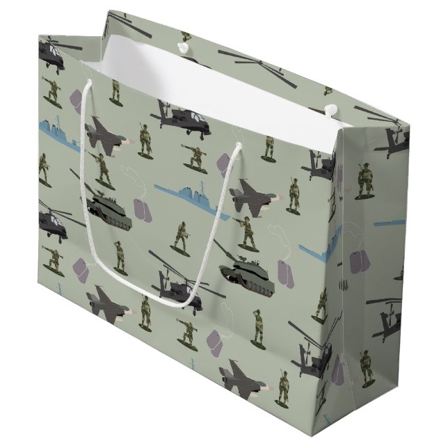 Bolsa De Regalo Grande Army Military Camouflage Green Camo Birthday (Angulo Anverso)