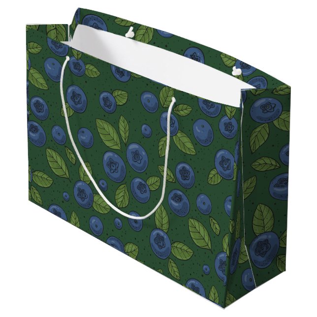 Bolsa De Regalo Grande Arroz azul en verde oscuro (Angulo reverso)