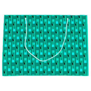 Bolsa De Regalo Grande Art Deco Metálico Geométrico - Pavo Real y Verde A