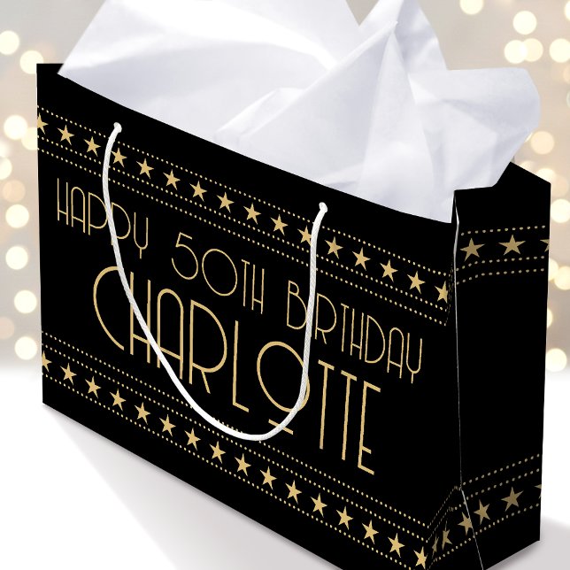 Bolsa De Regalo Grande Art Deco Star Personalizado de edad Nombre de oro  (Subido por el creador)
