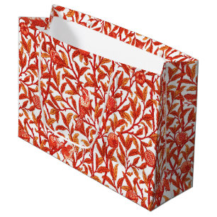 Bolsa De Regalo Grande Art Nouveau Bird & Pomegranate, Naranja mandarín