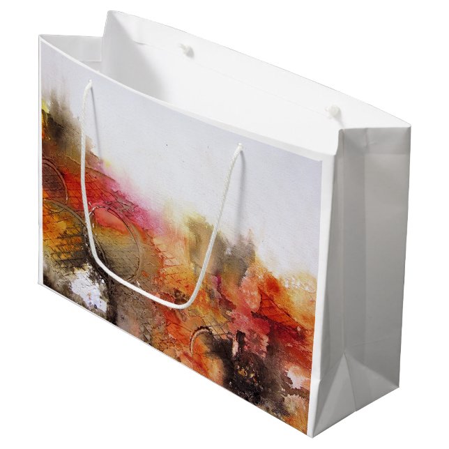 Bolsa De Regalo Grande Arte abstracto moderno Naranja rojo marrón blanco (Angulo Anverso)