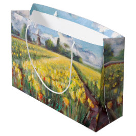 Bolsa De Regalo Grande Arte amarillo del impresionismo de las flores de