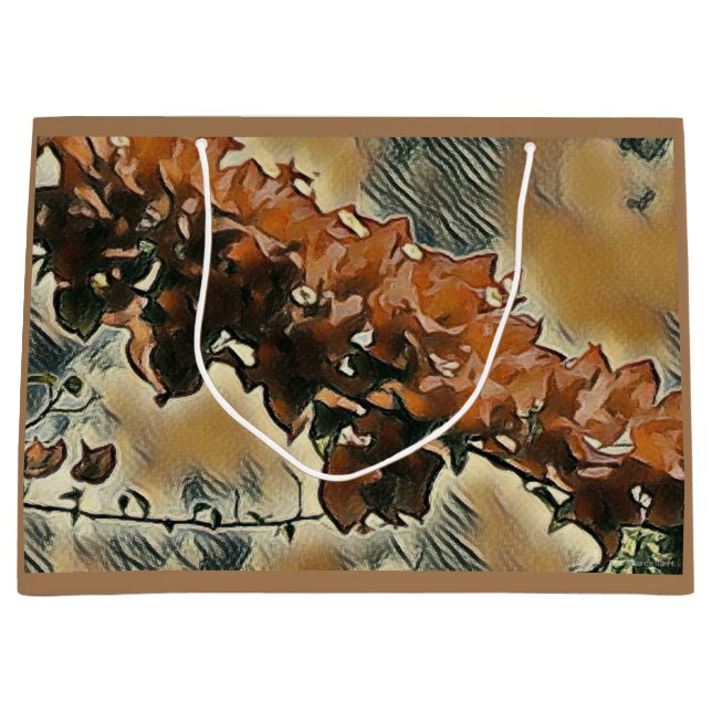 Bolsa De Regalo Grande Arte de árbol Rosa (Anverso)