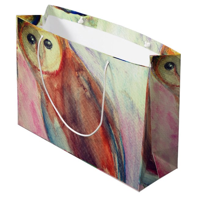 Bolsa De Regalo Grande Arte de ave de búho  (Angulo reverso)