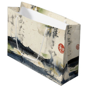 Bolsa De Regalo Grande Arte de Caligrafía Japonesa Vintage (11)
