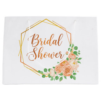 Bolsa De Regalo Grande Arte floral y dorado elegante para ducha de novia