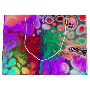 Bolsa De Regalo Grande Arte fluido digital de color rojo, verde y morado