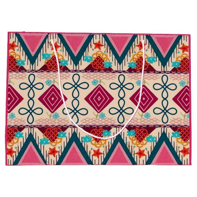 Bolsa De Regalo Grande Arte Folclórico Boho  (Reverso)