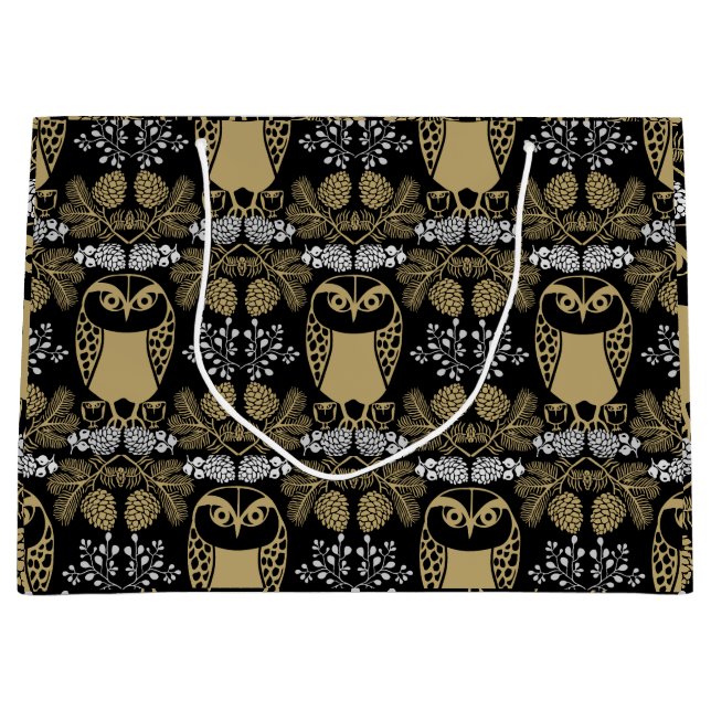 Bolsa De Regalo Grande Arte folclórico de búho natural (Anverso)