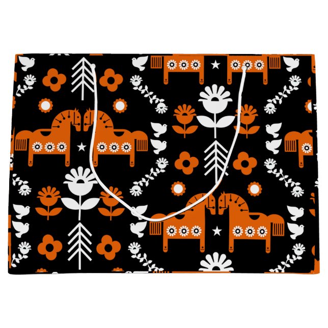 Bolsa De Regalo Grande Arte folclórico escandinavo de caballos (Anverso)