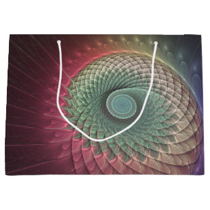 Bolsa De Regalo Grande Arte fractal moderno abstracto de caracol colorido