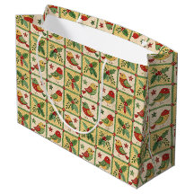 Arte Popular Navideño Vintage Pájaros y Bayas de A