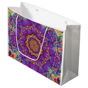 Bolsa De Regalo Grande Arte púrpura del caleidoscopio del arco iris de l