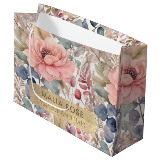 Bolsa De Regalo Grande Artista rústico de maquillaje floral (Angulo Anverso)