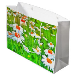 Bolsa De Regalo Grande Artistic Bright and Colorful Pop Art Daisies v1 z.