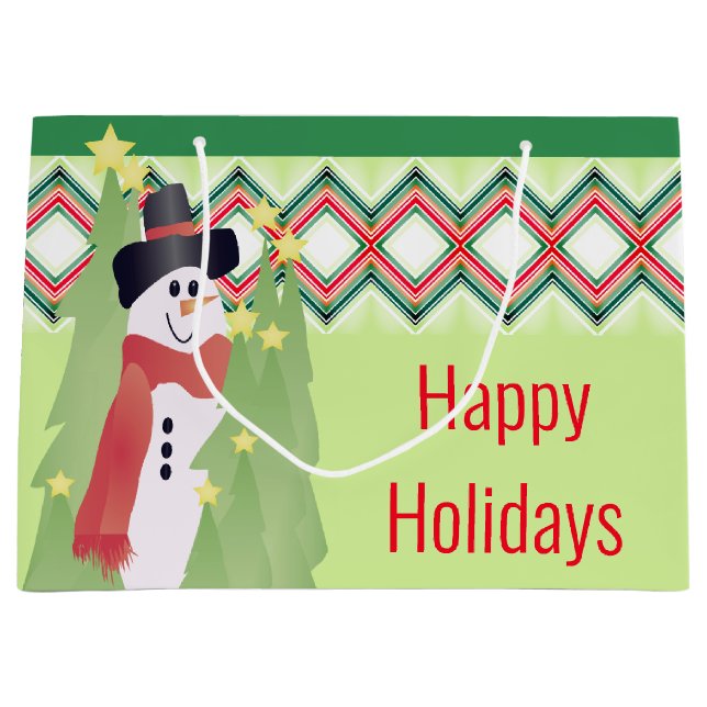 Bolsa De Regalo Grande Artsy Snowman (Anverso)