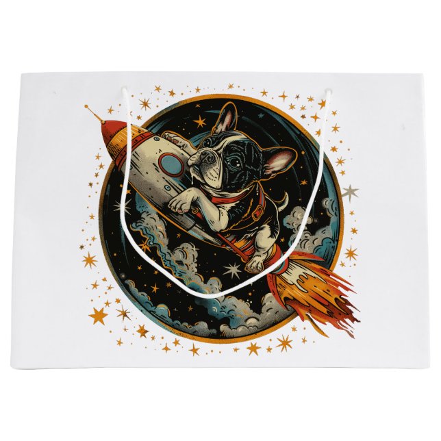 Bolsa De Regalo Grande Astronauta de Bulldog francés (Anverso)