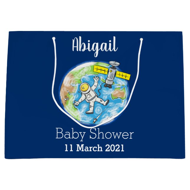 Bolsa De Regalo Grande Astronauta divertida en el espacio y el personaliz (Anverso)