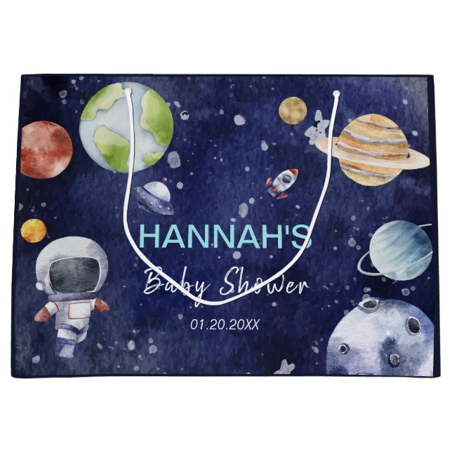 Bolsa De Regalo Grande Astronauta - Fiesta Baby Shower Boy (Anverso)