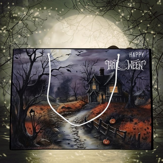 Bolsa De Regalo Grande Asustada casa de Halloween feliz y asustada (Subido por el creador)
