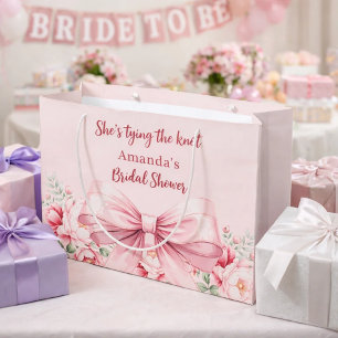 Bolsa De Regalo Grande Atando el nudo lazo rosa floral Despedida de solte