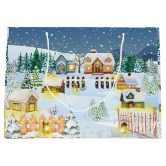 Bolsa De Regalo Grande Atmósfera de pueblo invernal