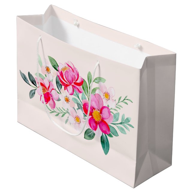 Bolsa De Regalo Grande Atractivo Bouquet de flores rosadas de Bonito (Angulo Anverso)