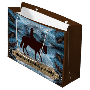 Bolsa De Regalo Grande Auriculares de Bostezo de Caballo Azul