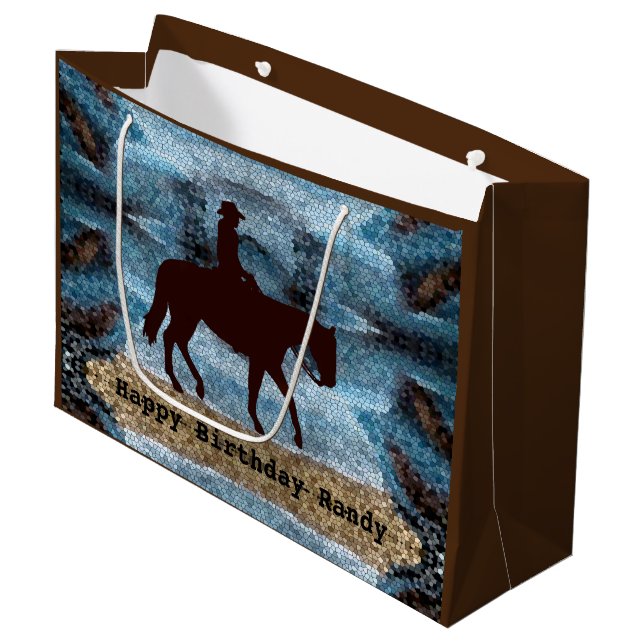 Bolsa De Regalo Grande Auriculares de Bostezo de Caballo Azul (Angulo Anverso)