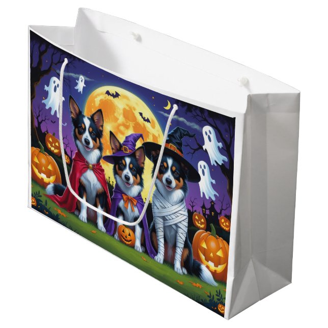 Bolsa De Regalo Grande Australia Kelpies Dogs Calabaza Halloween Funny (Angulo Anverso)
