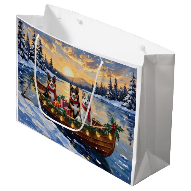 Bolsa De Regalo Grande Australian Cattle Dog Christmas Boat Holiday (Angulo Anverso)