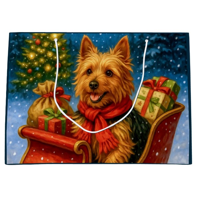 Bolsa De Regalo Grande Australian Terrier Holiday  (Anverso)