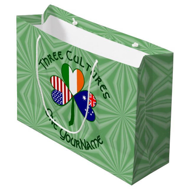 Bolsa De Regalo Grande Australiana irlandesa USA banderas Shamrock person (Angulo Anverso)