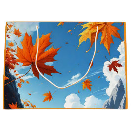 Bolsa De Regalo Grande Authumn leaves white-orage