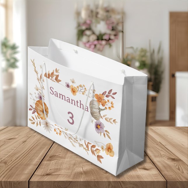 Bolsa De Regalo Grande Autumn Gift Bag, Fall Birthday Present Bag for Kid (Subido por el creador)