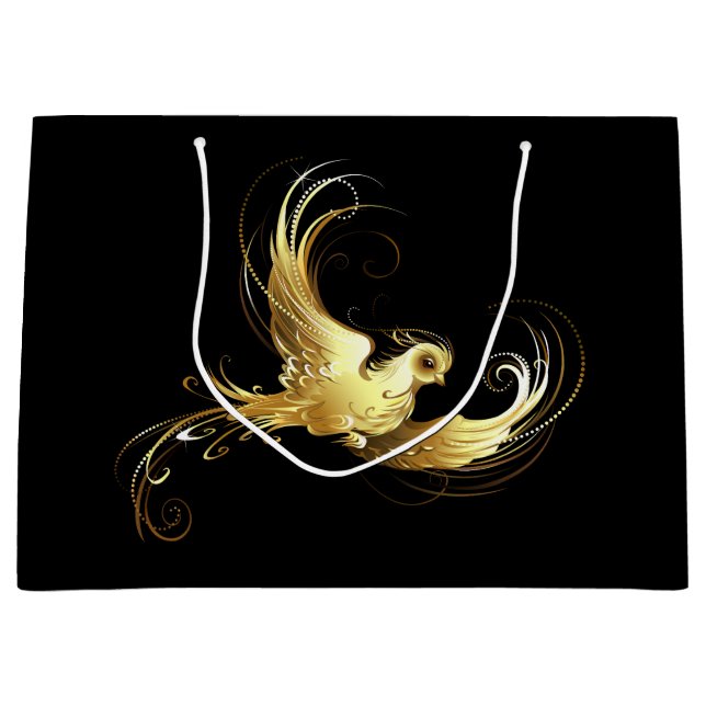 Bolsa De Regalo Grande Ave dorada sobre fondo negro (Anverso)