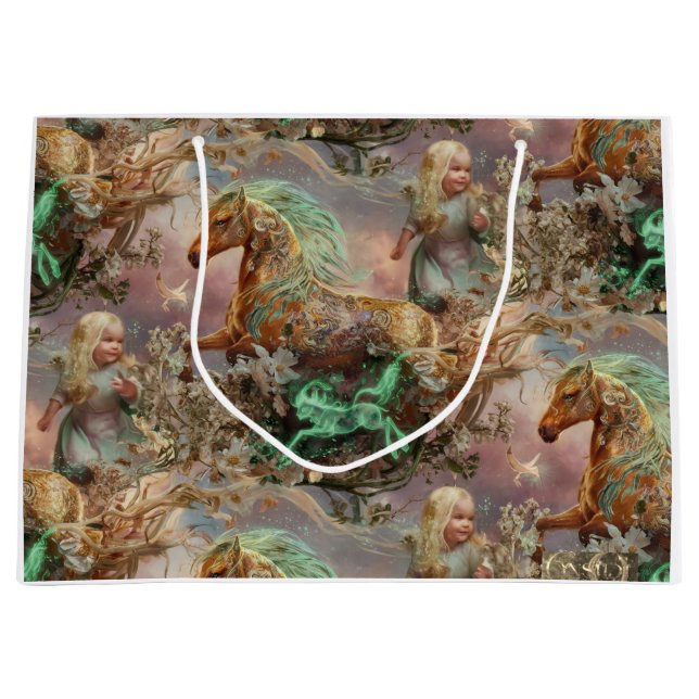 Bolsa De Regalo Grande "Aventuras rosadas encantadoras" (Anverso)