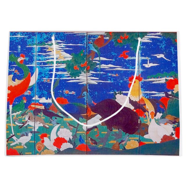 Bolsa De Regalo Grande Aves, animales y plantas florecientes (izquierda)  (Anverso)