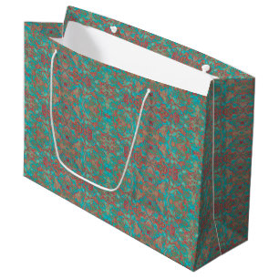Bolsa De Regalo Grande Aves Arabesque Bohemian Boho Turquoise Red Green