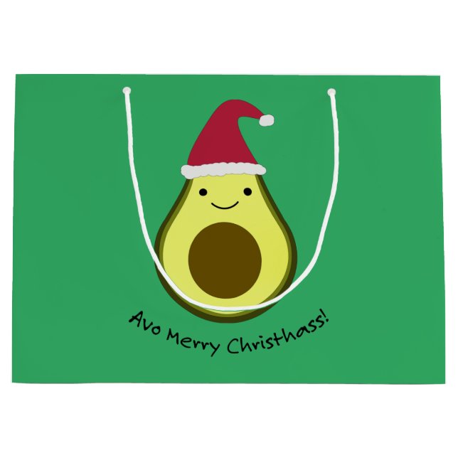 Bolsa De Regalo Grande Avo Merry Christhass Aguacate (Anverso)