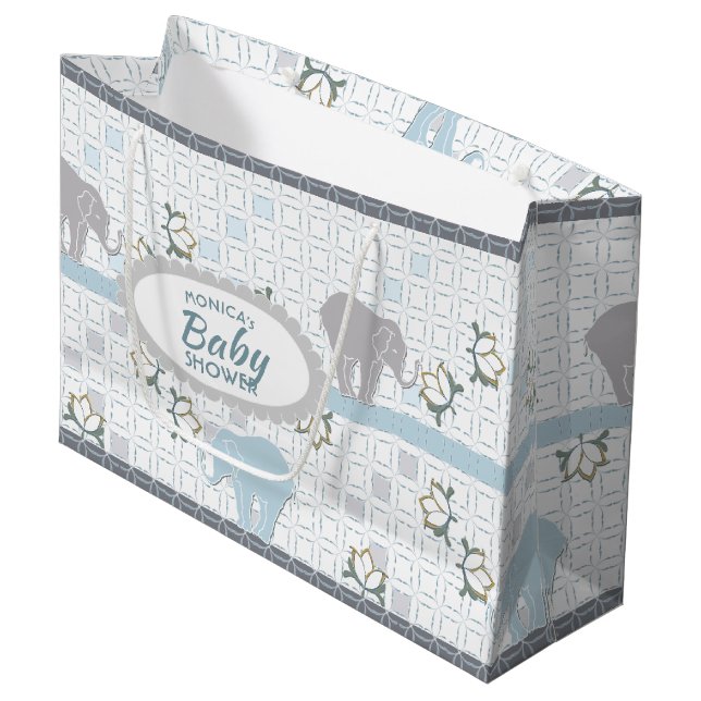 Bolsa De Regalo Grande Azul azaroso elefante | BABY SHOWER (Angulo Anverso)
