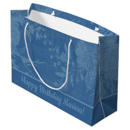 Bolsa De Regalo Grande Azul bonito sobre patrón floral azul