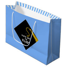 Bolsa de regalo grande azul claro de graduación pe